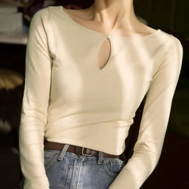 Inner Wear Fashion Bottoming Shirt High grade Shoulder Top Apricot - Shop at LoveMi