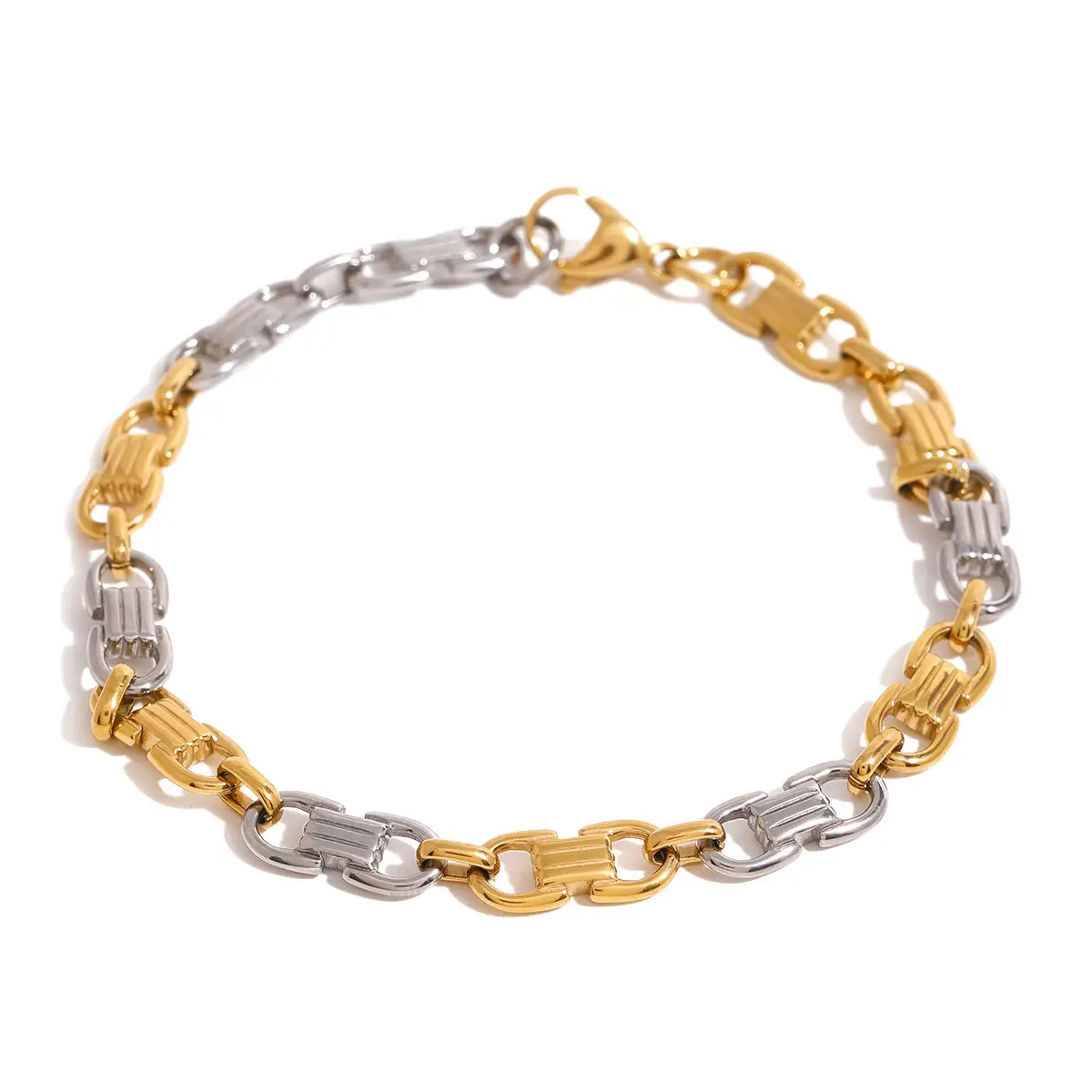 Stainless Steel Color Matching Cuban Bracelet Metal Chain Bracelet