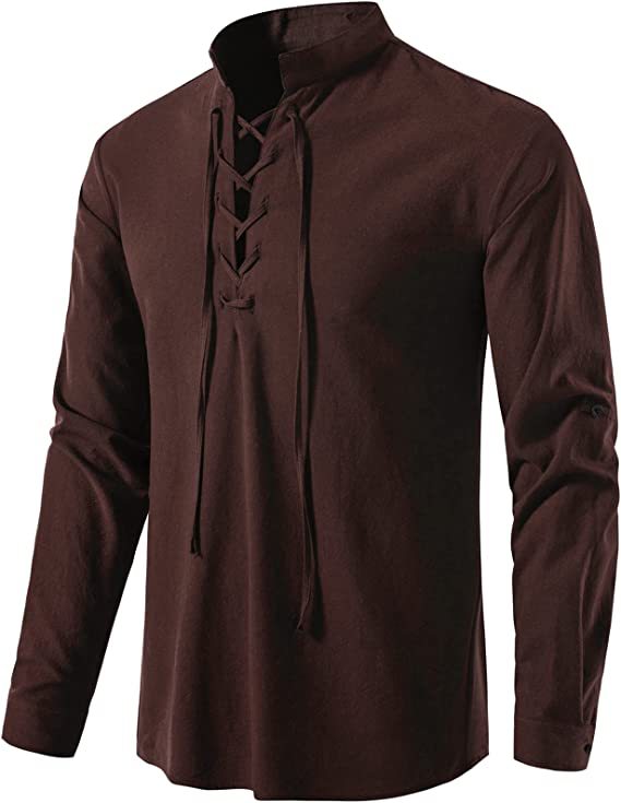 Men's Long Sleeve Casual Stand Collar Shirt