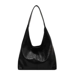 Fashion Womens Shoulder Bag Vintage Designer Large Capacity Casual Tote Bag Autumn And Winter Fashion Handbag - Black - View 1