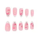 Cherry French Almond-Shape Removable Nail Tips Set Long Lasting Delicate And Girly Style view 2
