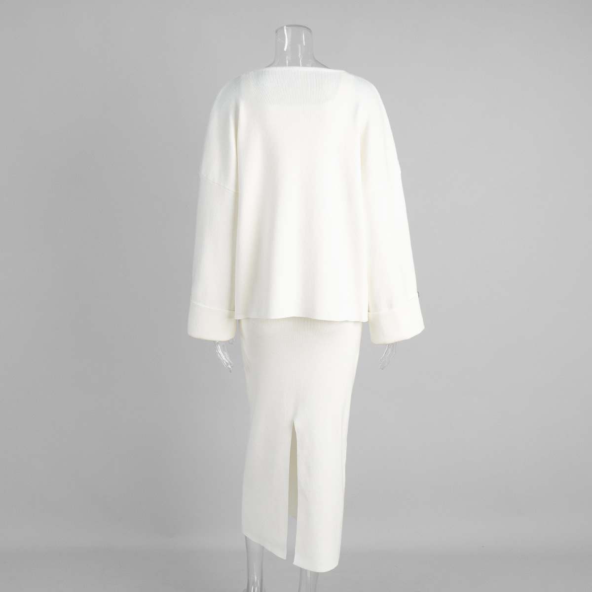 Three-piece knit cardigan, camisole and skirt set, product reference image 2