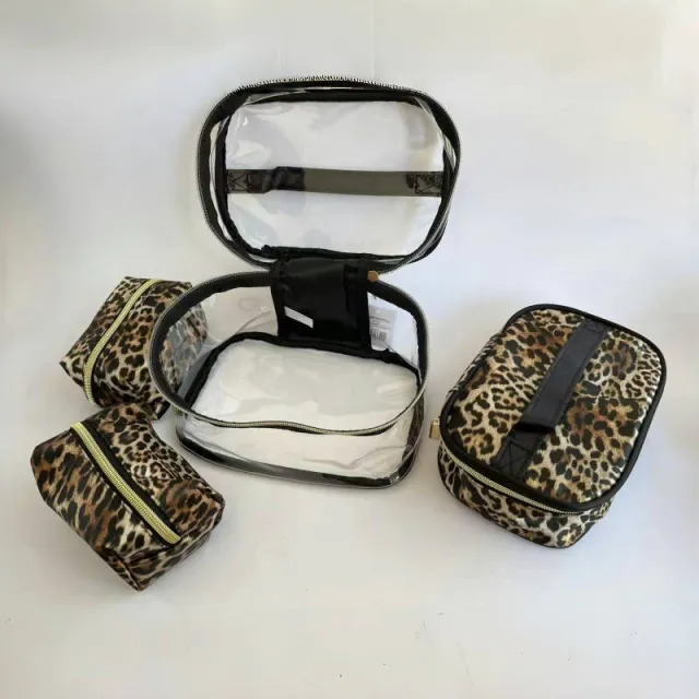 Four piece Portable Multifunctional Toiletry Bag Leopard Print - Shop at LoveMi