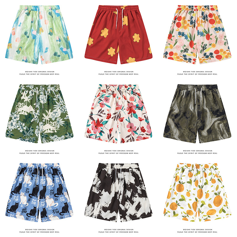 Men S Casual Beach Shorts With All Over Floral Print