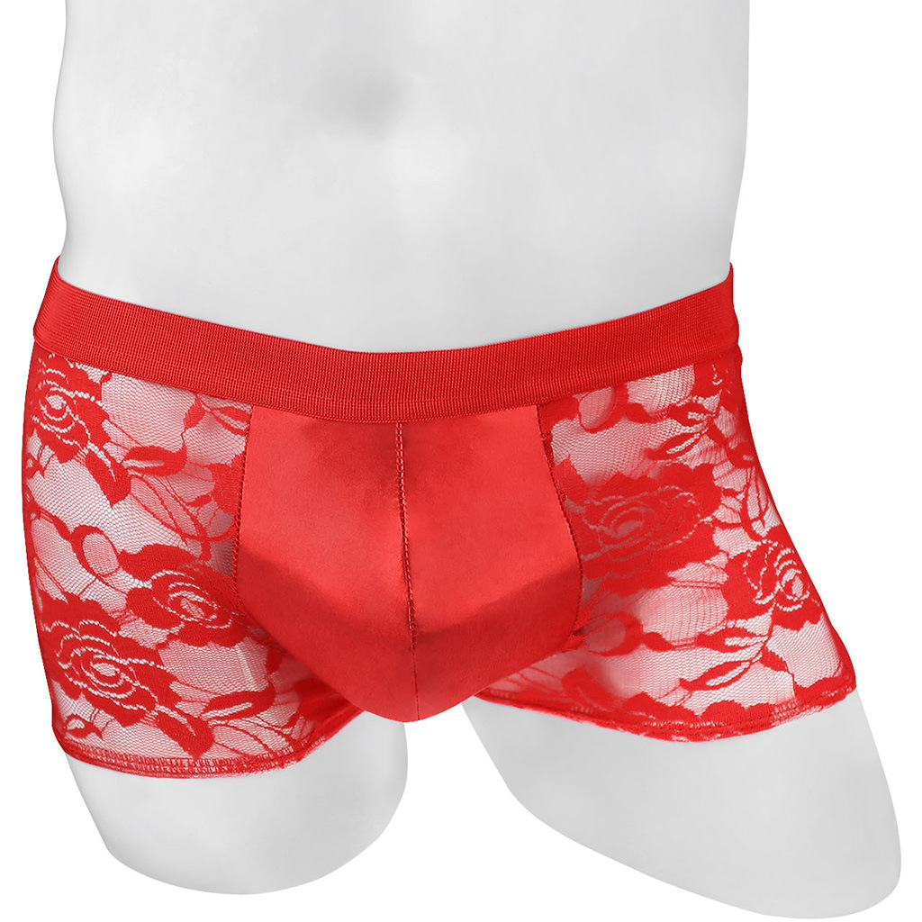 Mid-rise Lace Faux-leather Boxer Briefs