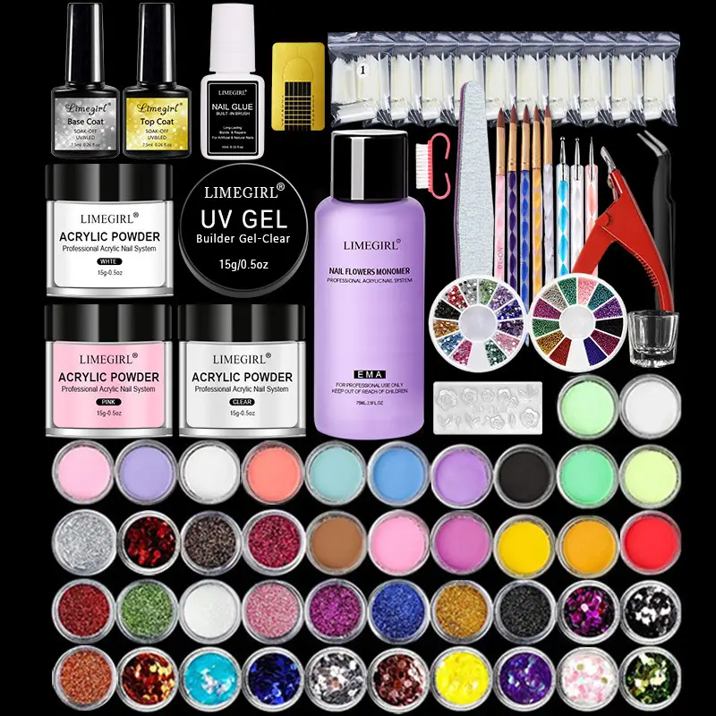 Acrylic Powder Crystal Liquid White French Nail Tip 42 Colors Dance Suits Bottom Rubber Seal Layers
