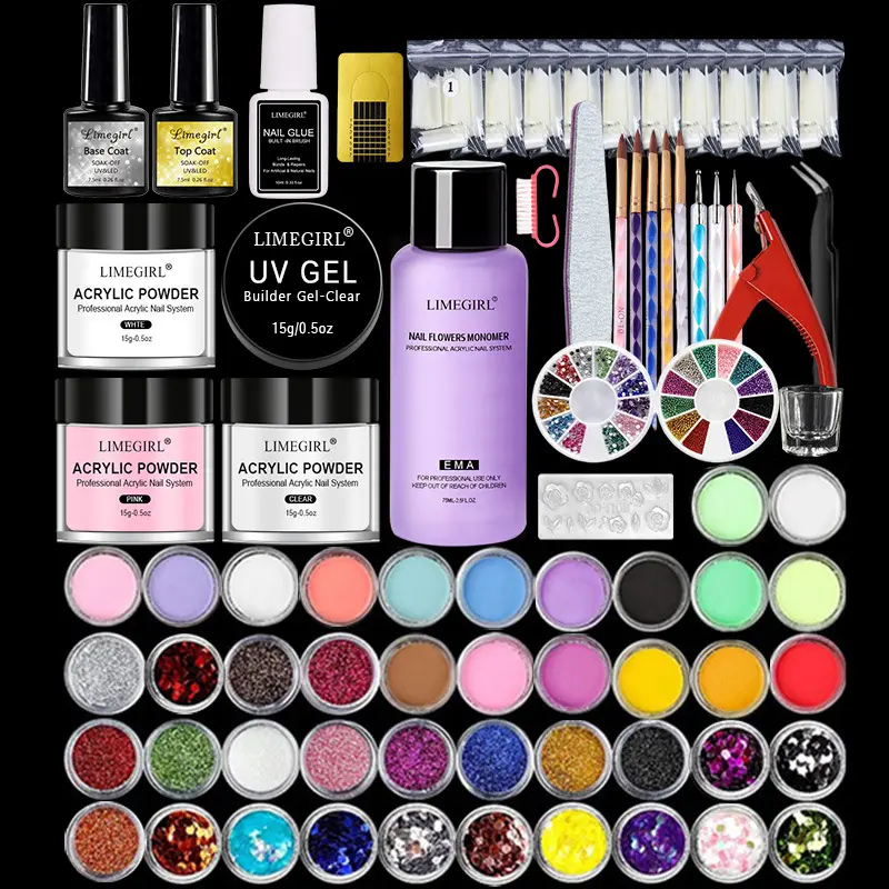 Acrylic Powder Crystal Liquid White French Nail