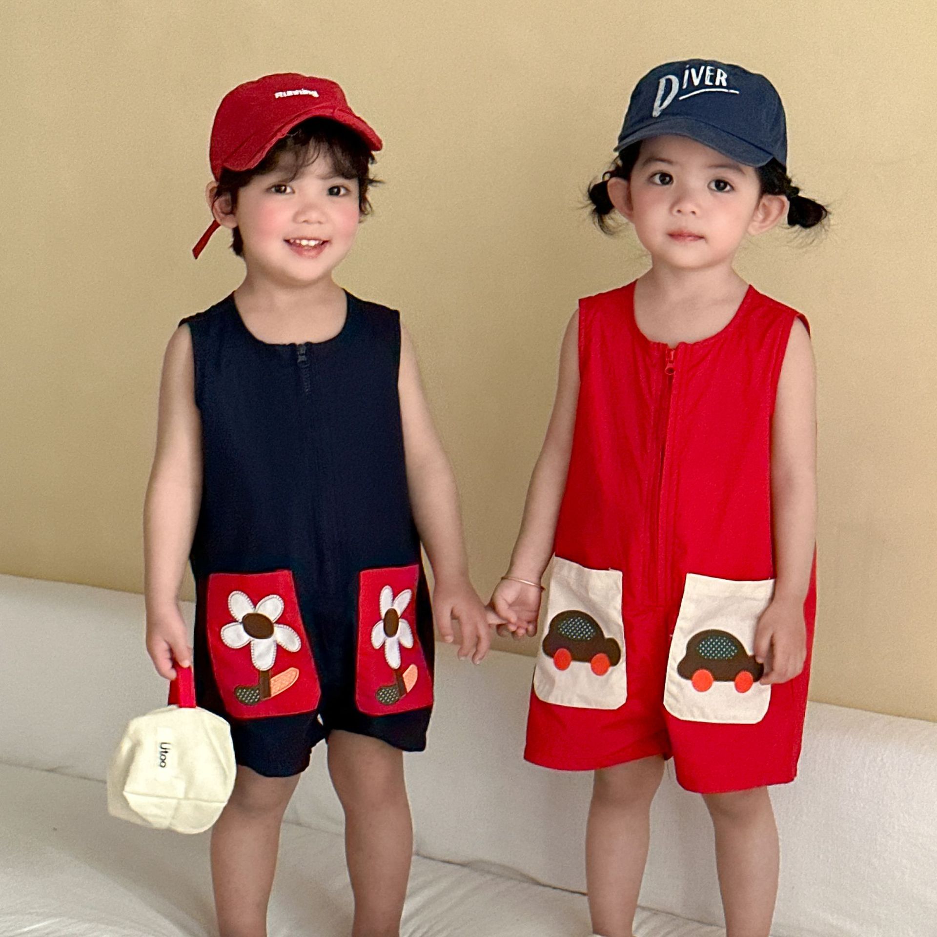 Loose-fitting One-piece Outfit For Baby Girls Going Out XL260872 Red 80cm