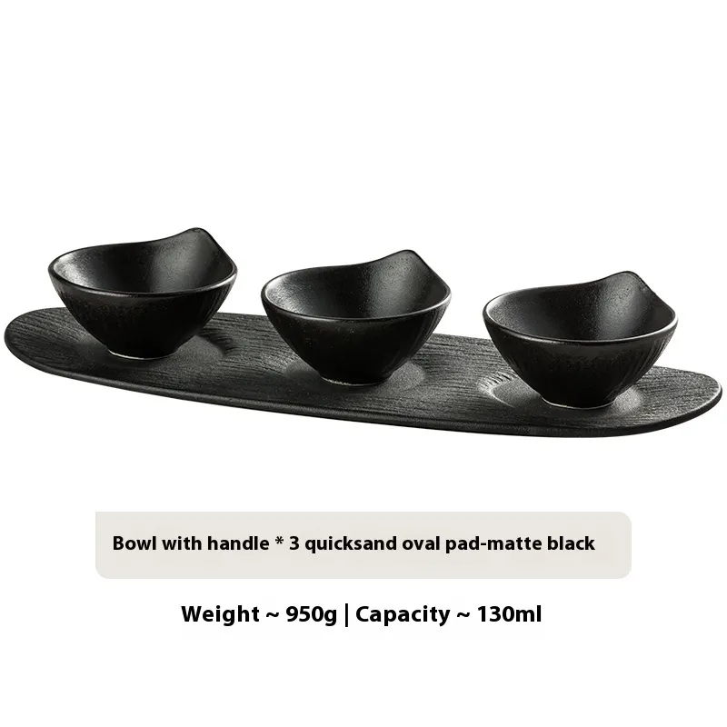 Ceramic Creative Seasoning Bowl And Dish Suit - Black