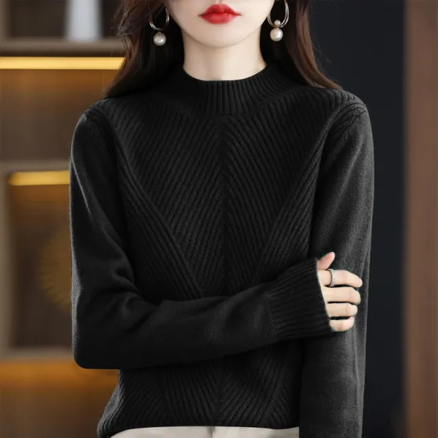 New Autumn And Winter Sweaters Women's Half Turtleneck Black - Shop at LoveMi