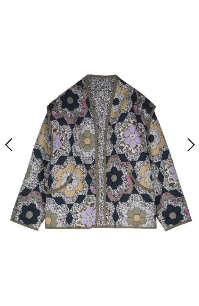 Reversible Cotton Coat Vest Dual use Sleeve Removable Jacket Dark Blue Printing - Shop at LoveMi