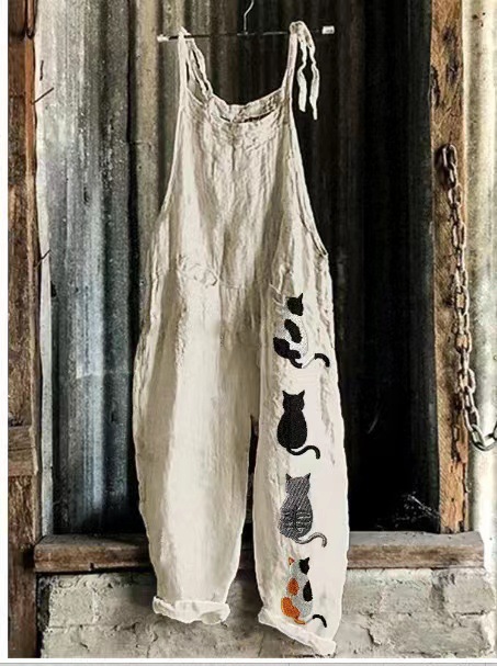 Womens 3D-printed Fashionable Versatile Casual Jumpsuit Pants