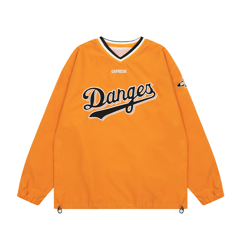 Men's V-neck Sports Leisure Pullover Embroidered Ball Uniform Sweatshirt