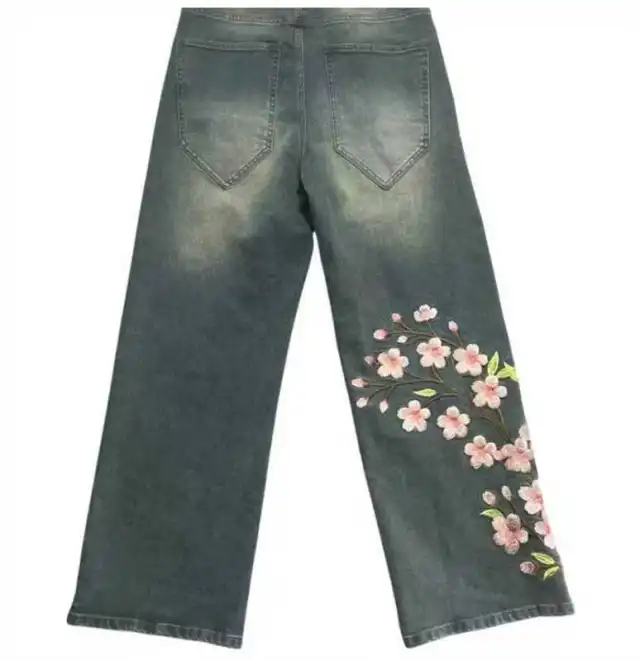Women's American Retro Washed Casual Loose Pants Dark Blue - Shop at LoveMi