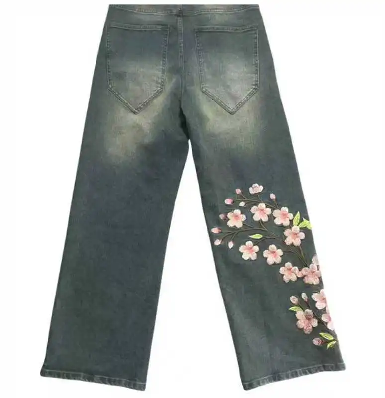 Women's American Retro Washed Casual Loose Pants - Dark Blue