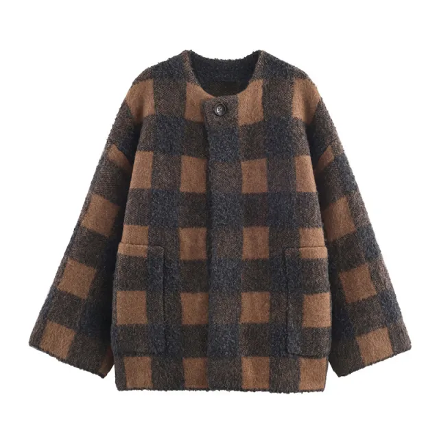 Autumn Women's Plaid Knitted Coat - Shop at LoveMi