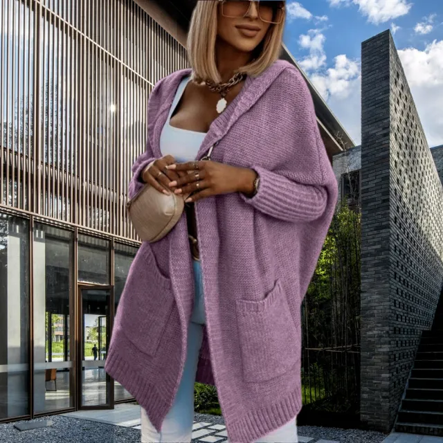 Sweater Women's Stitching Hooded Commuter Pocket Sweater Purple - Shop at LoveMi