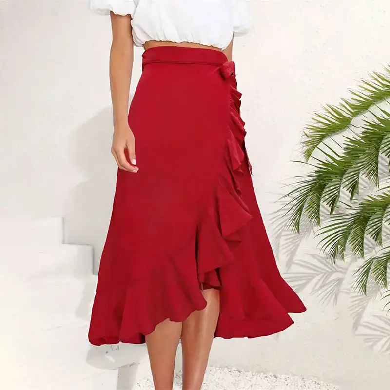 SpringSummer High-End Solid-Colored Skirt Womens Skirt