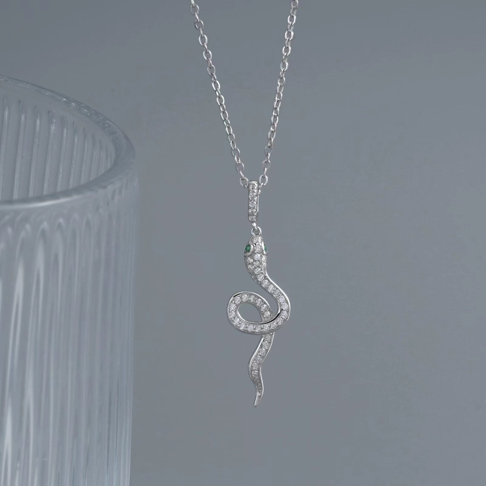 S925 Sterling Silver Cold Wind Curved Snake Necklace
