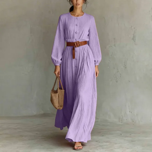 Elegant Long sleeve Button up Dressbestseller Purple - Shop at LoveMi