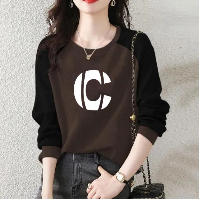 Double sided Dralon Round Neck Long sleeved T shirt Brown - Shop at LoveMi