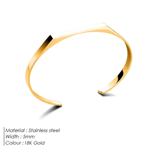 Geometric Simple Advanced Stainless Steel Light Luxury Men's Bracelet Gold - Shop at LoveMi