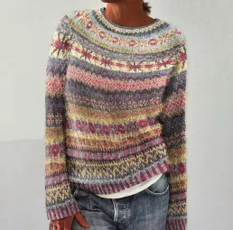 Womens Crew Neck Sweater With Striped Paneling Style 2 5Xl - Shop at LoveMi