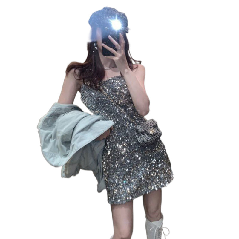 Temperament Nightclub Disco Waist-tight Slim Looking Base Short Skirt For Women