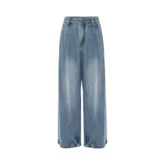 Women's Autumn New Loose Washed-out Jeans - Blue - View 1