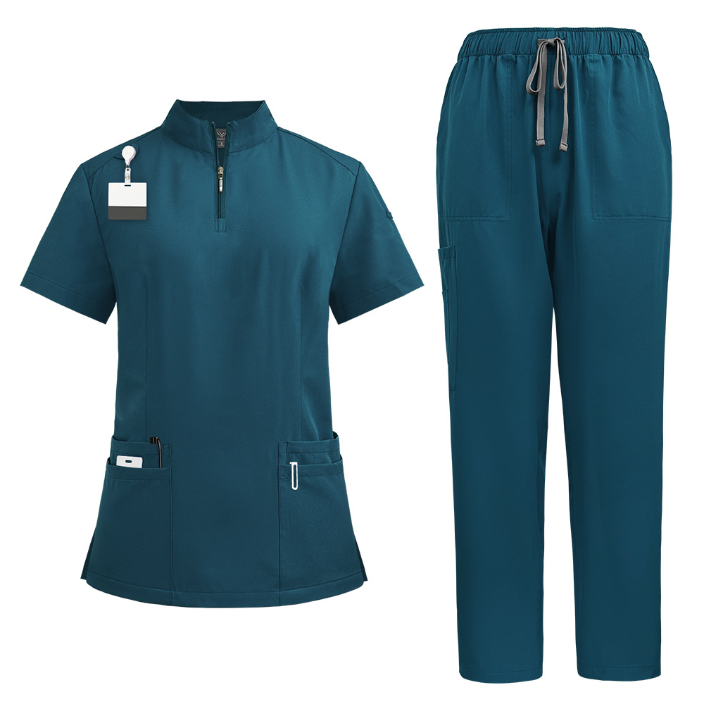 Stand Collar Zipper Doctor Nurse Work Uniforms Suit - Image 8