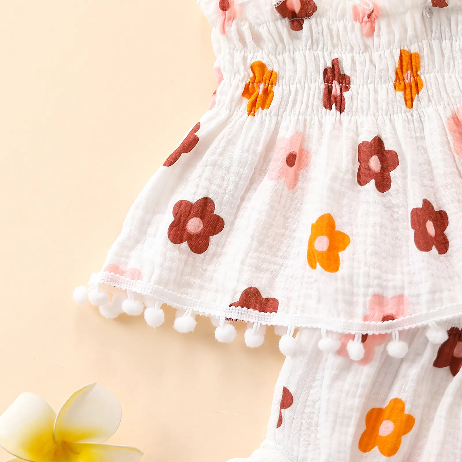 Baby Girl Cute Flowers Sling Half-length Lace Skirt Shorts Two-piece Suit