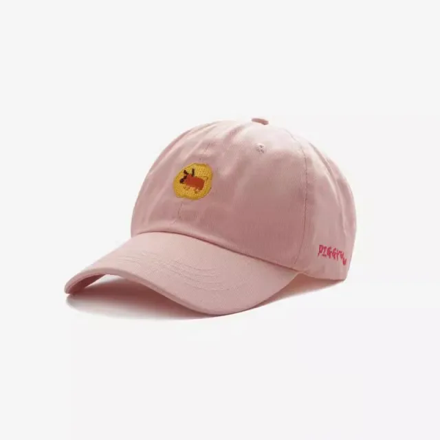Cute Animal Embroidered Baseball Cap For Women Soft Peaked Cap Pink - Shop at LoveMi