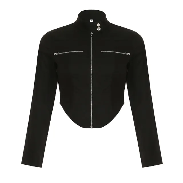 New Stand up Collar Slim Fit Short Zipper Jacket Tan - Shop at LoveMi