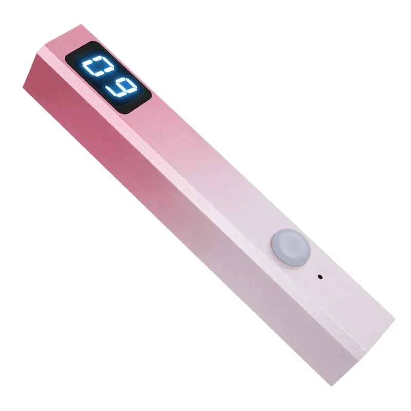 Metal One-word Small Portable Nail Lamp With Screen Display Tip Heating Lamp Handheld Phototherapy - Pink Gradient White
