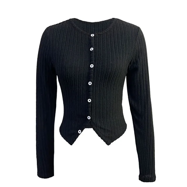 Autumn And Winter Short Crop Top With Long Sleeves Black - Shop at LoveMi