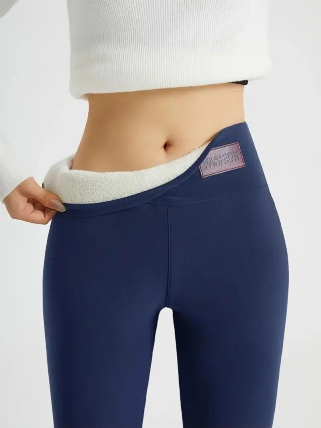 Simple Solid Color Casual Thickening Sports Leggings Blue - Shop at LoveMi