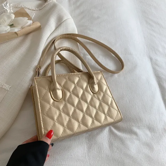 Retro Rhombus Retro Portable Shoulder Bag Gold - Shop at LoveMi