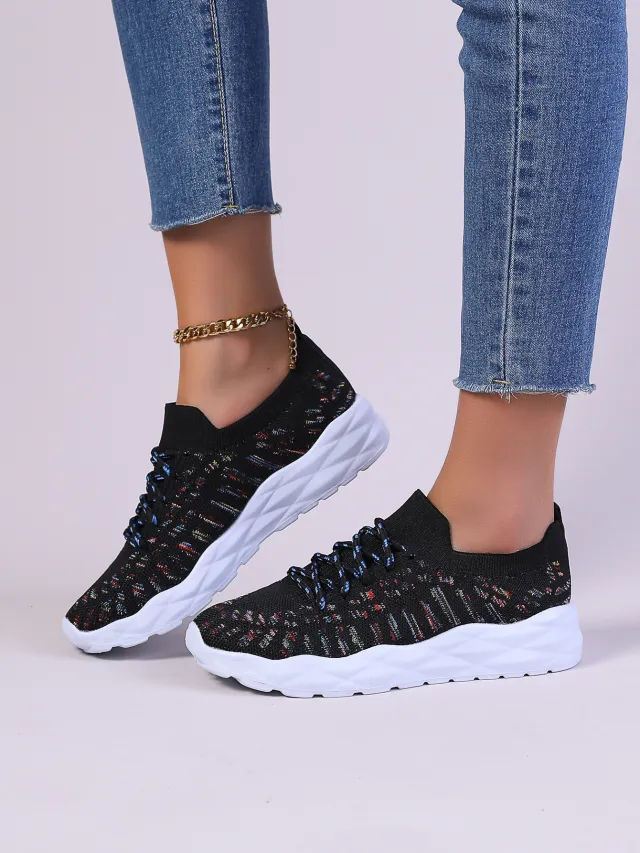 Summer New Fashion Sports And Leisure Flying Woven Large Size Women's Pumps Black - Shop at LoveMi
