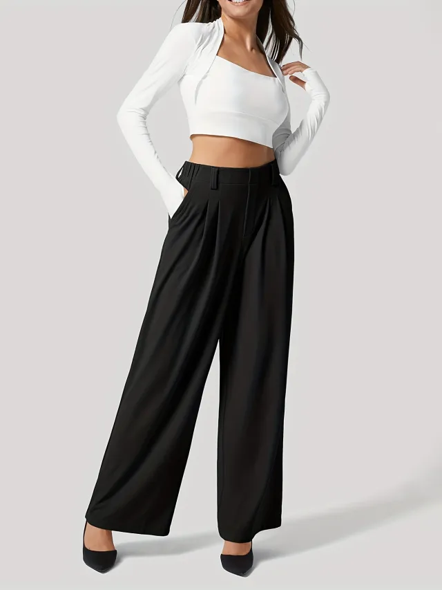 Waffle Side Pocket Casual Trousers Black - Shop at LoveMi