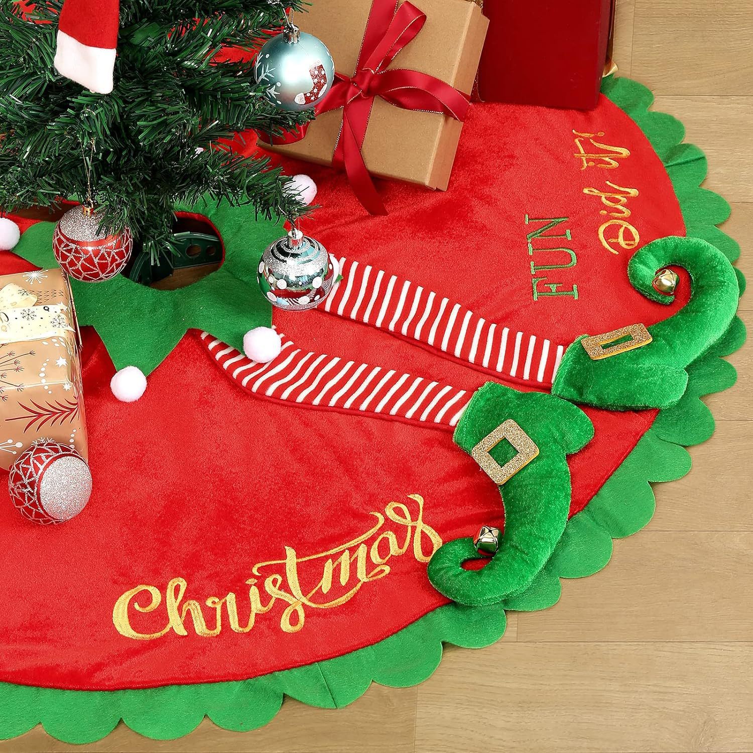 Title 2, Christmas 60-inch Tree Skirt-inch Knitted Chris...