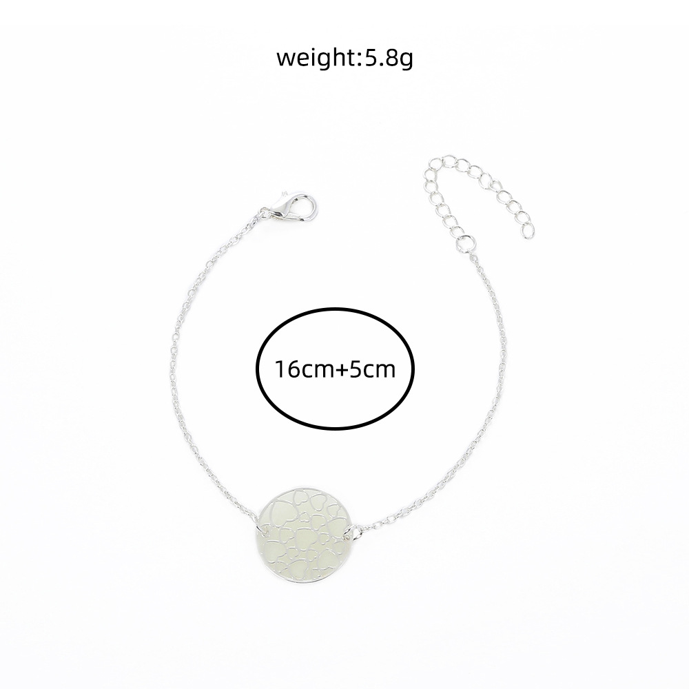 Personalized Classic Round Hollow Love Heart Copper Sheet Drip Bracelet