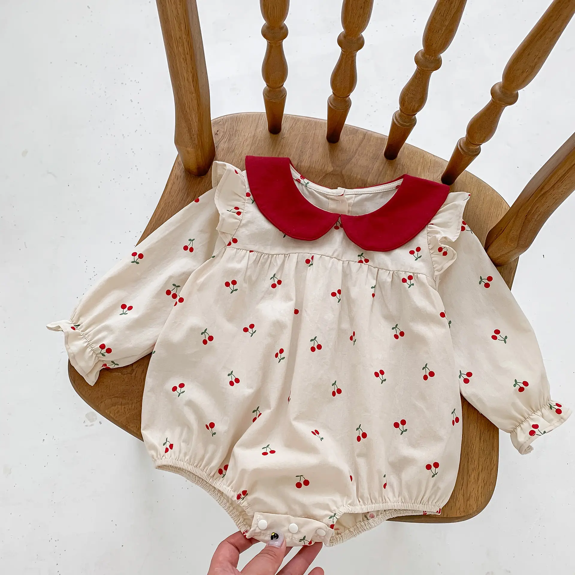 Sweet Cherry Print Baby Jumpsuit