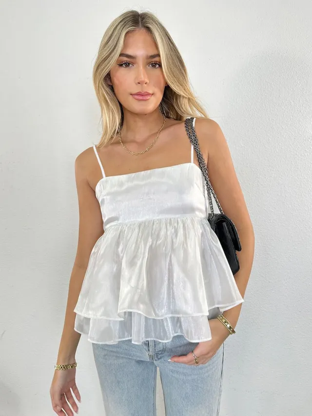 Women's French Princess Style Pure Color Tube top Sling Fashion Ruffles Inner Wear Blouse White - Shop at LoveMi