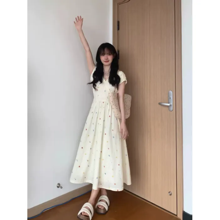 Sweet Design French Date Dress For Seaside Vacation - Apricot