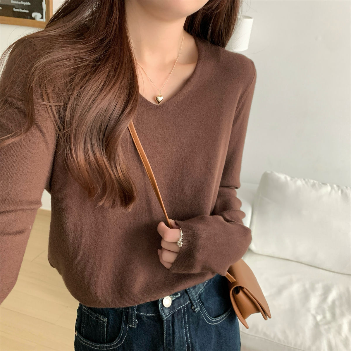 Loose Vneck Soft Cozy Sweater For Layering