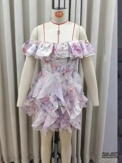 French Floral Sweet Style Printed Dress - Pink - View 1
