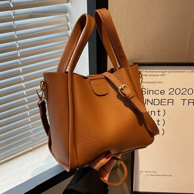 Large Capacity Bag Portable Bucket Crossbody Brown - Shop at LoveMi