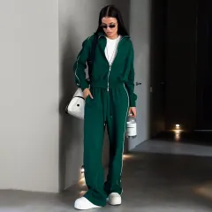 European And American Half-high Collar Double-headed Zipper Sweater - Zy4326 Dark Green - View 1