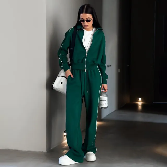 European And American Half high Collar Double headed Zipper Sweater Zy4326 Dark Green - Shop at LoveMi