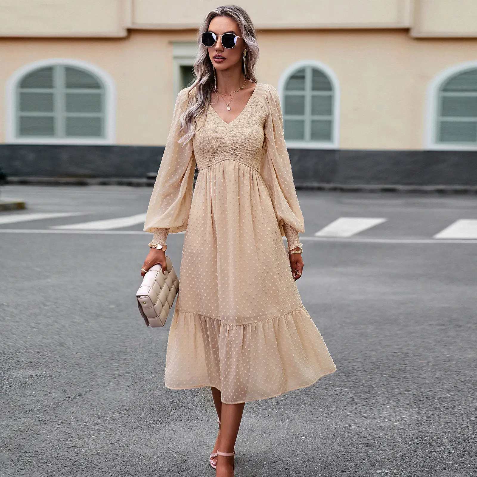 Women's Elegant Elegant V-neck Jacquard Dress
